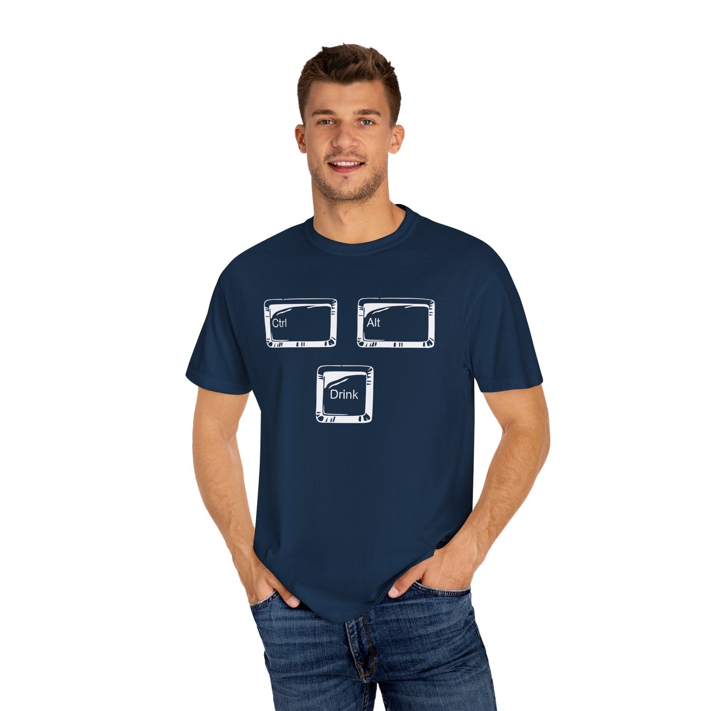 Ctrl-Alt-Drink Shirt – Reboot Your Day with Caffeine & Tech Humor! Light Colors