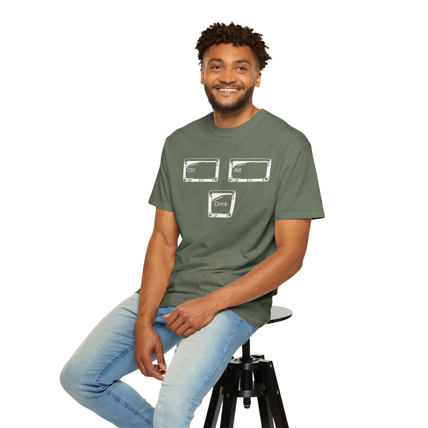 Ctrl-Alt-Drink Shirt – Reboot Your Day with Caffeine & Tech Humor! Light Colors