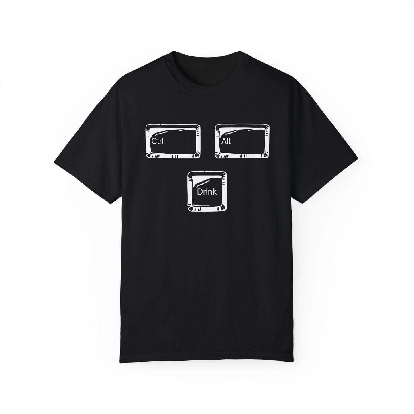 Ctrl-Alt-Drink Shirt – Reboot Your Day with Caffeine & Tech Humor! Light Colors