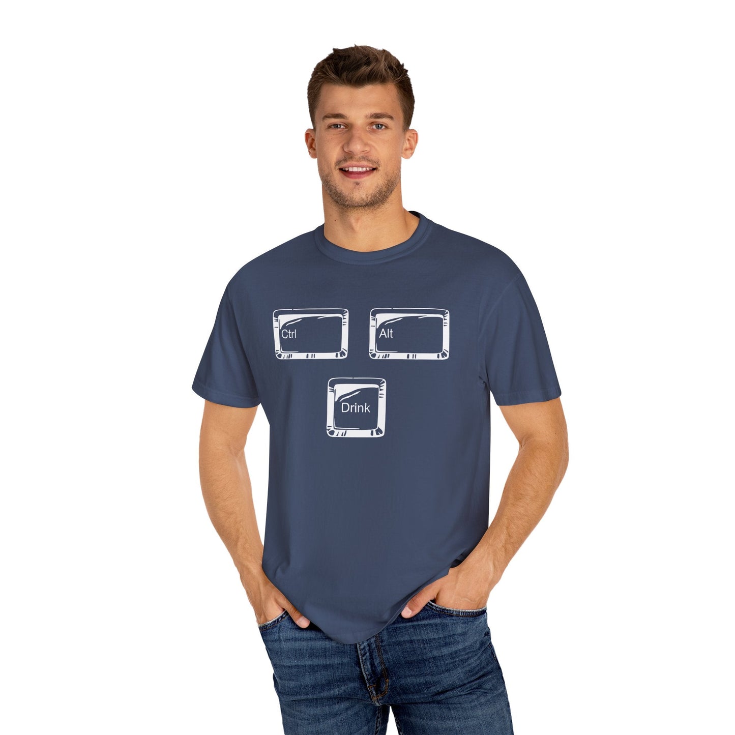 Ctrl-Alt-Drink Shirt – Reboot Your Day with Caffeine & Tech Humor! Light Colors